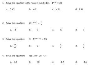 Picture of Lesson 39 - Logarithmic Equations Part 1 Quiz