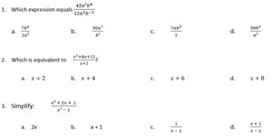 Picture of Lesson 48 - Simplify Rational Expressions Quiz