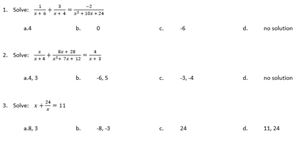 Picture of Lesson 53 - Rational Equations Part 2 Quiz