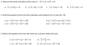 Picture of Lesson 55 - Graphing Circles Quiz