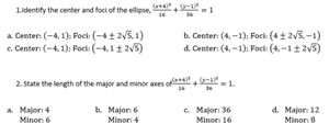 Picture of Lesson 58 - Ellipse Part 1 Quiz