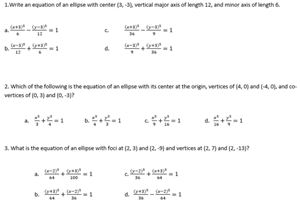 Picture of Lesson 59 - Ellipse Part 2 Quiz