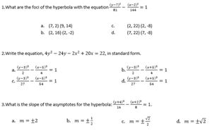 Picture of Lesson 60 - Hyperbolas Part 1 Quiz