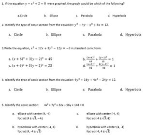 Picture of Lesson 62 - All Conics Quiz