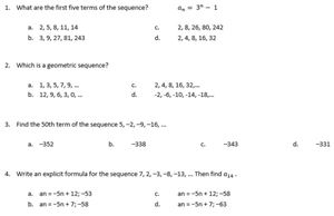 Picture of Lesson 63 - Sequences Part 1 Quiz