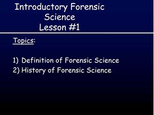 Picture of Lesson #1: Introduction to Forensic Science