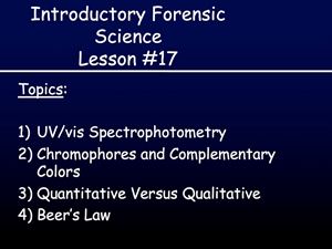 Picture of Lesson #17: UV-vis Spectrophotometry