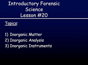 Picture of Lesson #20: Inorganic Analysis