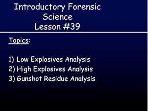 Picture of Lesson #39: Explosive Analysis