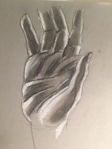 Picture of Drawing of Hands on Gray Paper