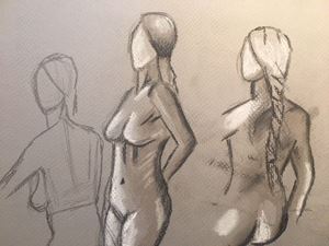 Picture of Figure Drawing on Gray Paper 