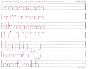 Picture of Lesson 6 Lowercase Curve Cousins n, m, h, f, and  j