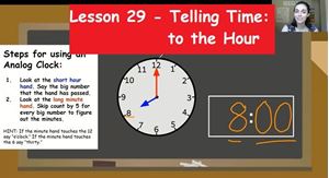 Picture of Lesson 29 - Telling Time: to the Hour