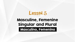 Picture of Lesson 5 Gender. Singular and Plural