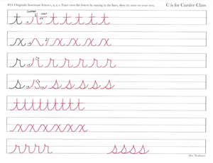 Picture of Lesson 11 Lowercase t x r s