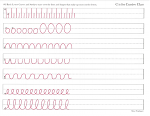 Picture of Lesson 3 Basic Letter Curves Strokes Practice