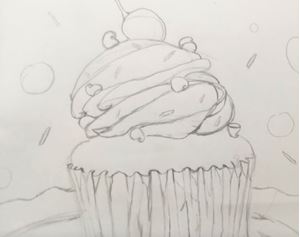 Picture of Pop Art Food Drawing (Cupcake): 2nd Step 