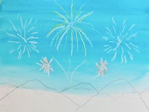 Picture of 1st Step Fireworks Painting: Taping, Drawing and Painting the 1st Layer